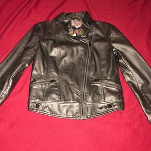 Stylish Silver Leather Look Jacket Medium